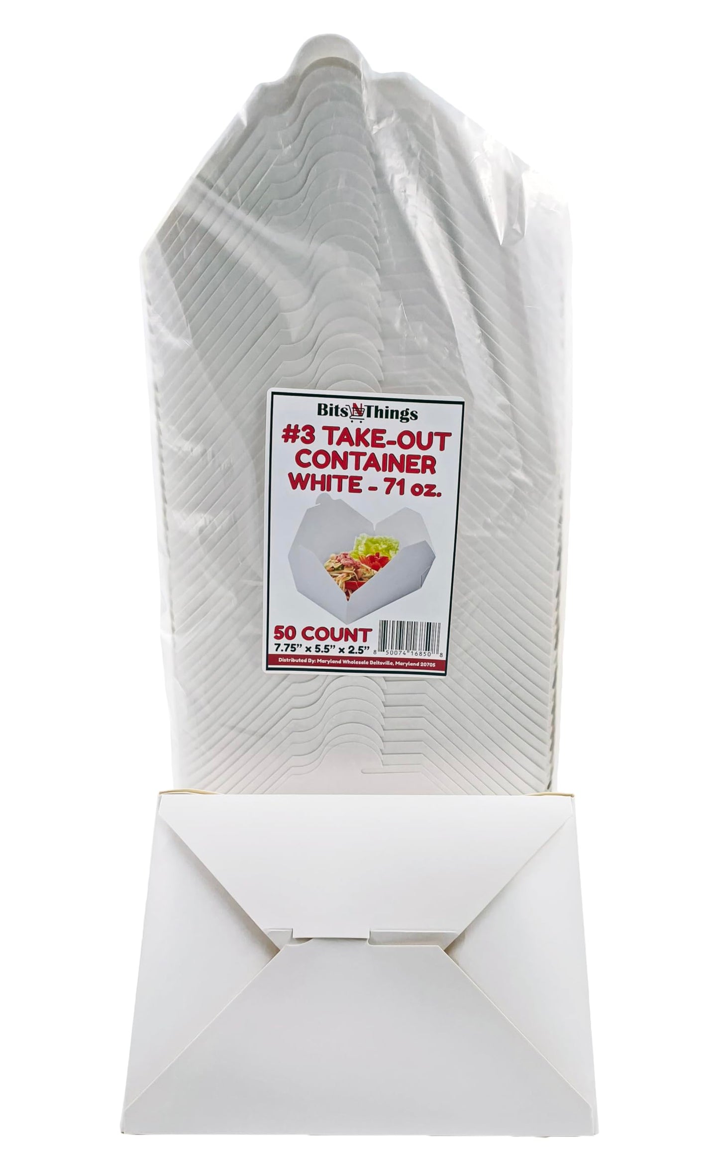 Bits N Things #3 Take-Out Container | Microwavable Folded Paper | 50 Count