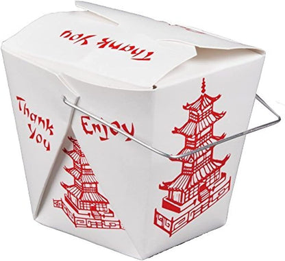 Bits N Things Pagoda Chinese Take Out Boxes with Wire Handle 16 Oz/Pint Size (25 Count)