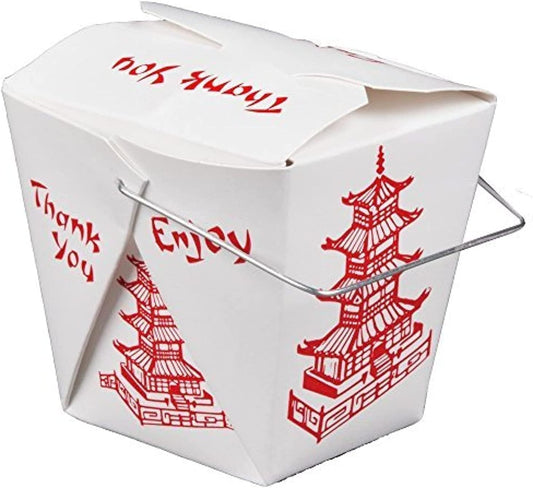 Bits N Things Pagoda Chinese Take Out Boxes with Wire Handle 16 Oz/Pint Size (25 Count)