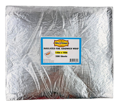 Bits N Things Insulated Foil Sandwich Wrap Sheets | 14" x 16" - Pack of 500