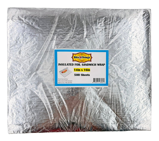 Bits N Things Insulated Foil Sandwich Wrap Sheets | 14" x 16" - Pack of 500