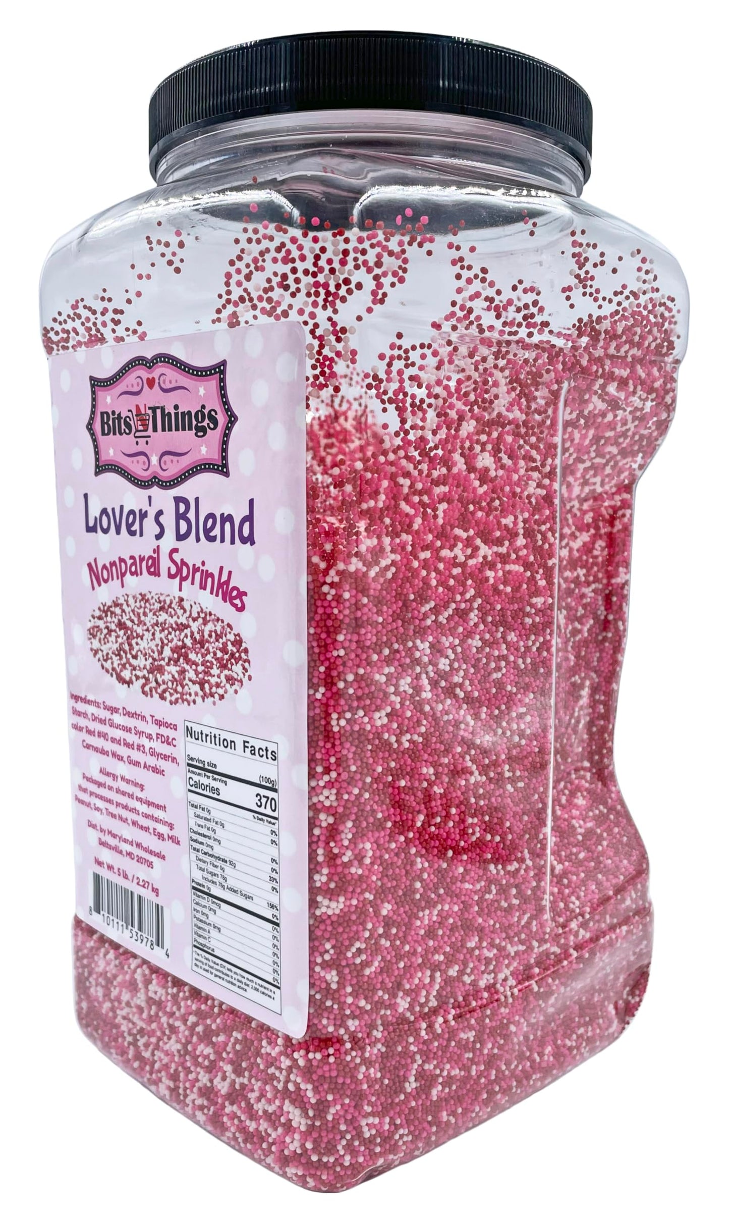 Bits N Things Red, White & Pink Nonpareil Sprinkles | Lover's Blend | Topping & Decoration | 5 lb. Bulk Container