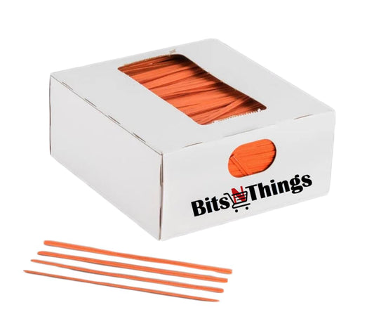Bits N Things Twist Ties for Bags | Bulk 2000 Pack with Dispenser Box | 4" Coated Wire Ties Reusable Bread (Orange)