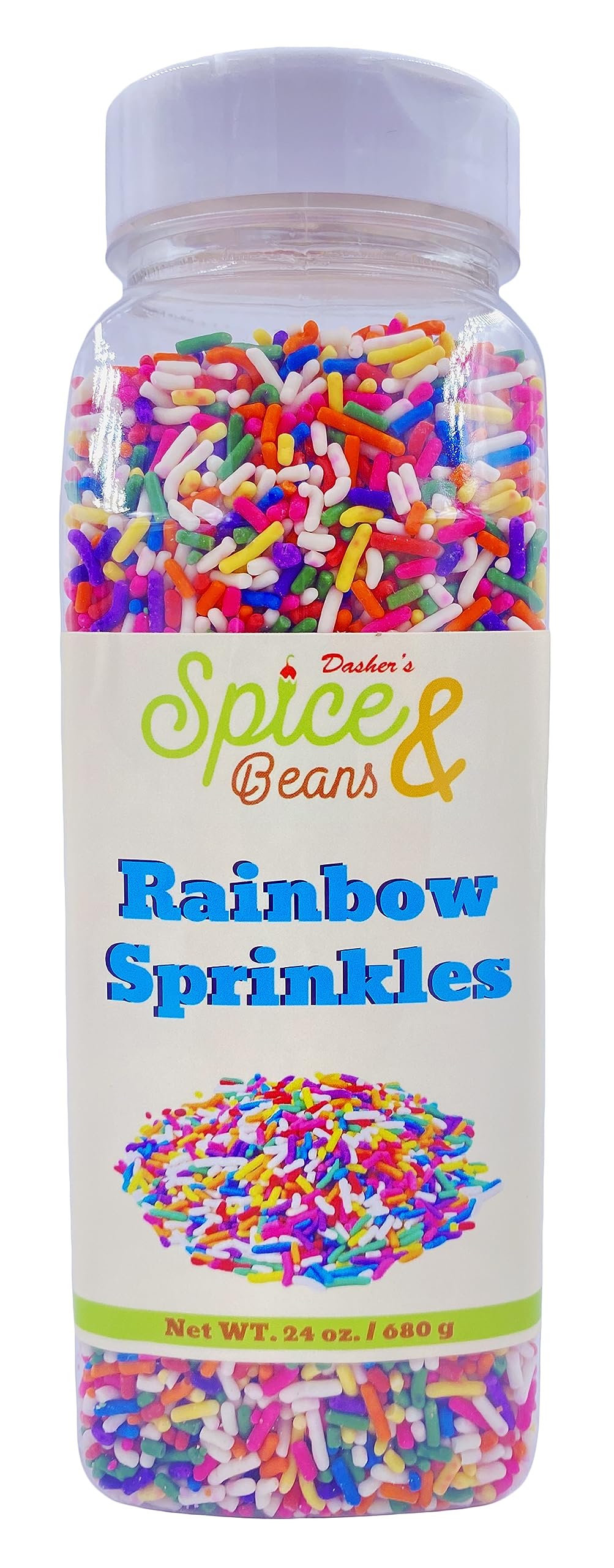Dasher's Spice & Beans - Ice Cream Topping & Cake Decoration (1.5 lb, Rainbow Sprinkles)