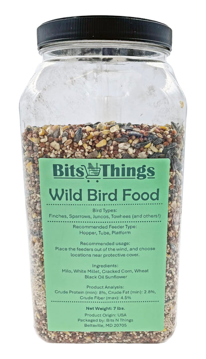 Bits N Things Wild Bird Food | Made in USA & All Season | (7 lbs., Value Feed Mix)