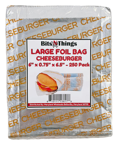 Bits N Things Large Cheeseburger Bag | 6" x 6.5" x 0.75" | Kosher, Insulated, Grease Resistant Wrapper | 250 Count