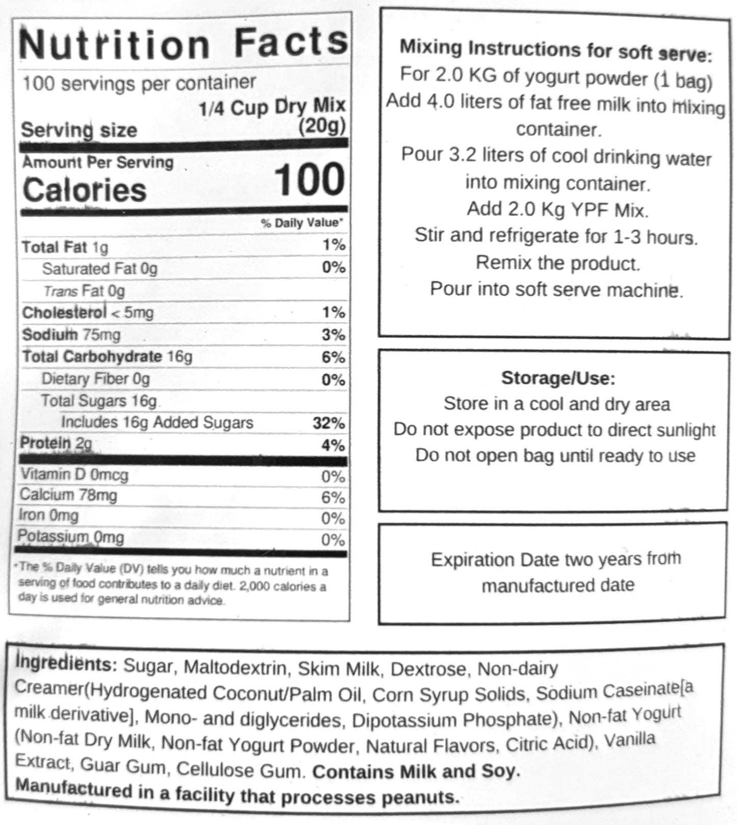 Frozen Yogurt Pre Mix | Gluten Free & Low Fat |