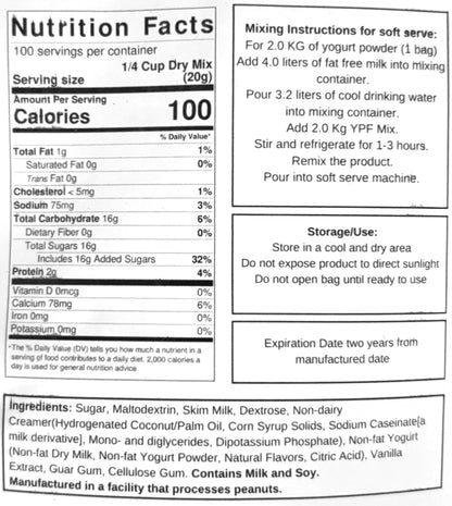 Frozen Yogurt Pre Mix | Gluten Free & Low Fat |