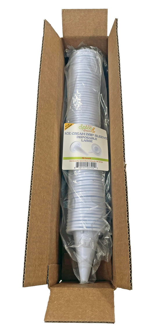 Disposable Ice Cream Cone Drip Catcher Sleeve - 70ct - Large Pointed Cone 4-7oz