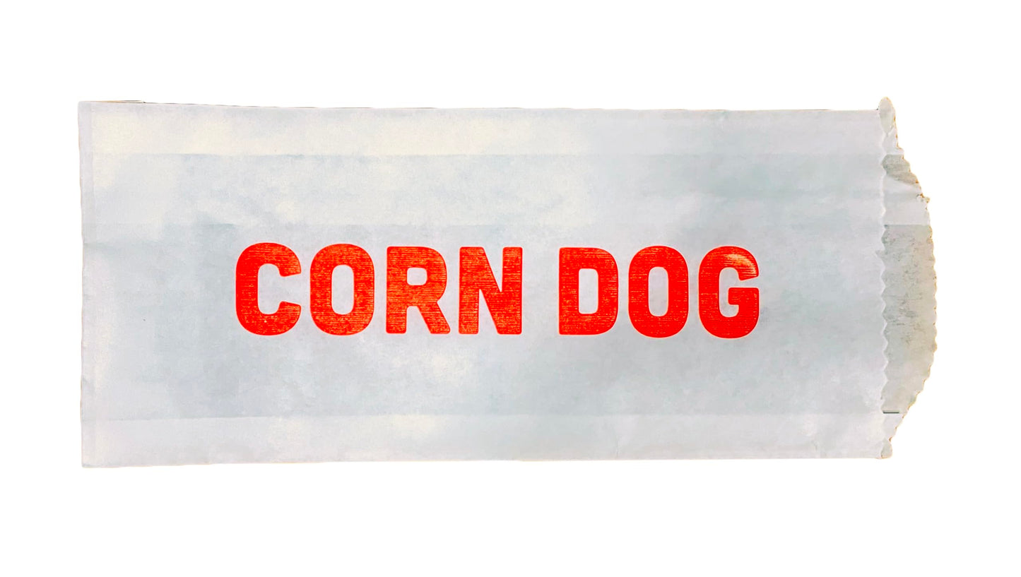 Bits N Things Paper Corn Dog Bags | Party Event Carnival Fair | Classic Red & White Design | 3" x 3/4" x 7" - Pack of 1000, One Size