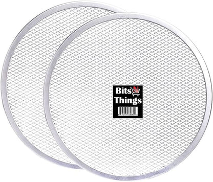 Bits N Things Pizza Screen | Seamless Round Aluminum Mesh | Baking Tray for Home Kitchen Restaurant |10 INCHES 2 PACK.