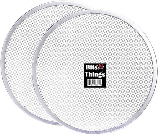 Bits N Things Pizza Screen | Seamless Round Aluminum Mesh | Baking Tray for Home Kitchen Restaurant |10 INCHES 2 PACK.