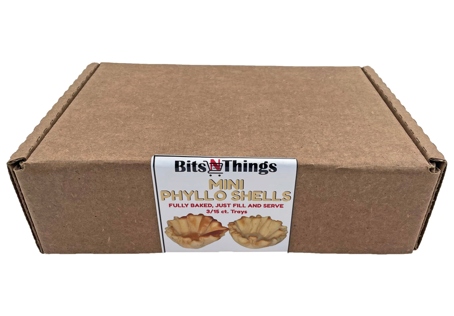 Bits N Things Mini Phyllo (Fillo) Shells | Fully Baked | Vegan & Kosher |15 Per Box (3 Boxes)