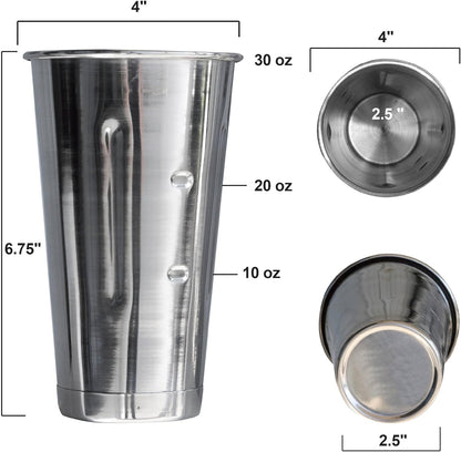 Bits N Things 30 oz. Stainless Steel Malt Cup - Milkshake/Cocktail - Pack of 2