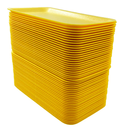 Bits N Things Foam Meat Trays | Disposable Standard Supermarket Meat Poultry Frozen Food Tray | Arts & Crafts | 50 Count (Yellow)