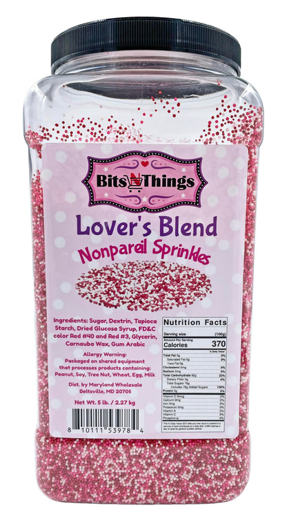 Bits N Things Red, White & Pink Nonpareil Sprinkles | Lover's Blend | Topping & Decoration | 5 lb. Bulk Container
