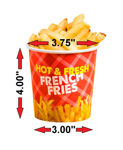 Bits N Things French Fry Cup (Red) | No PFAS Added | 50 Count | 16 oz. Capacity