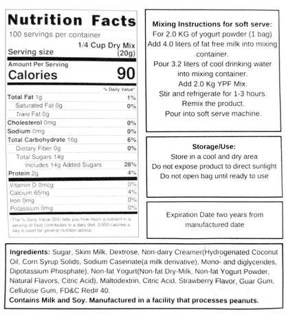 Frozen Yogurt Pre Mix | Gluten Free & Low Fat |