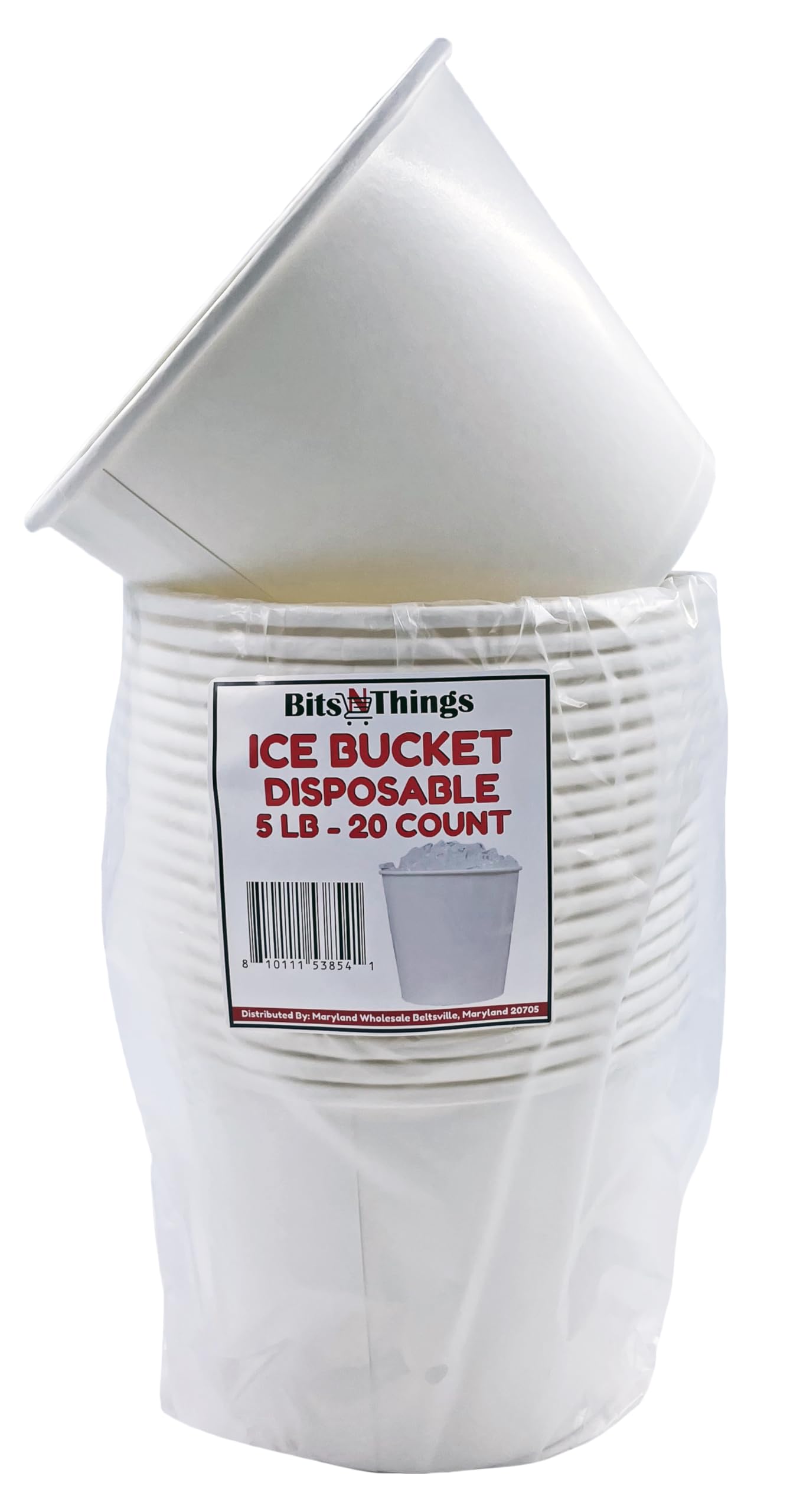 Bits N Things White Paper Ice Bucket | Disposable | 5 lb. Capacity | 20 Count