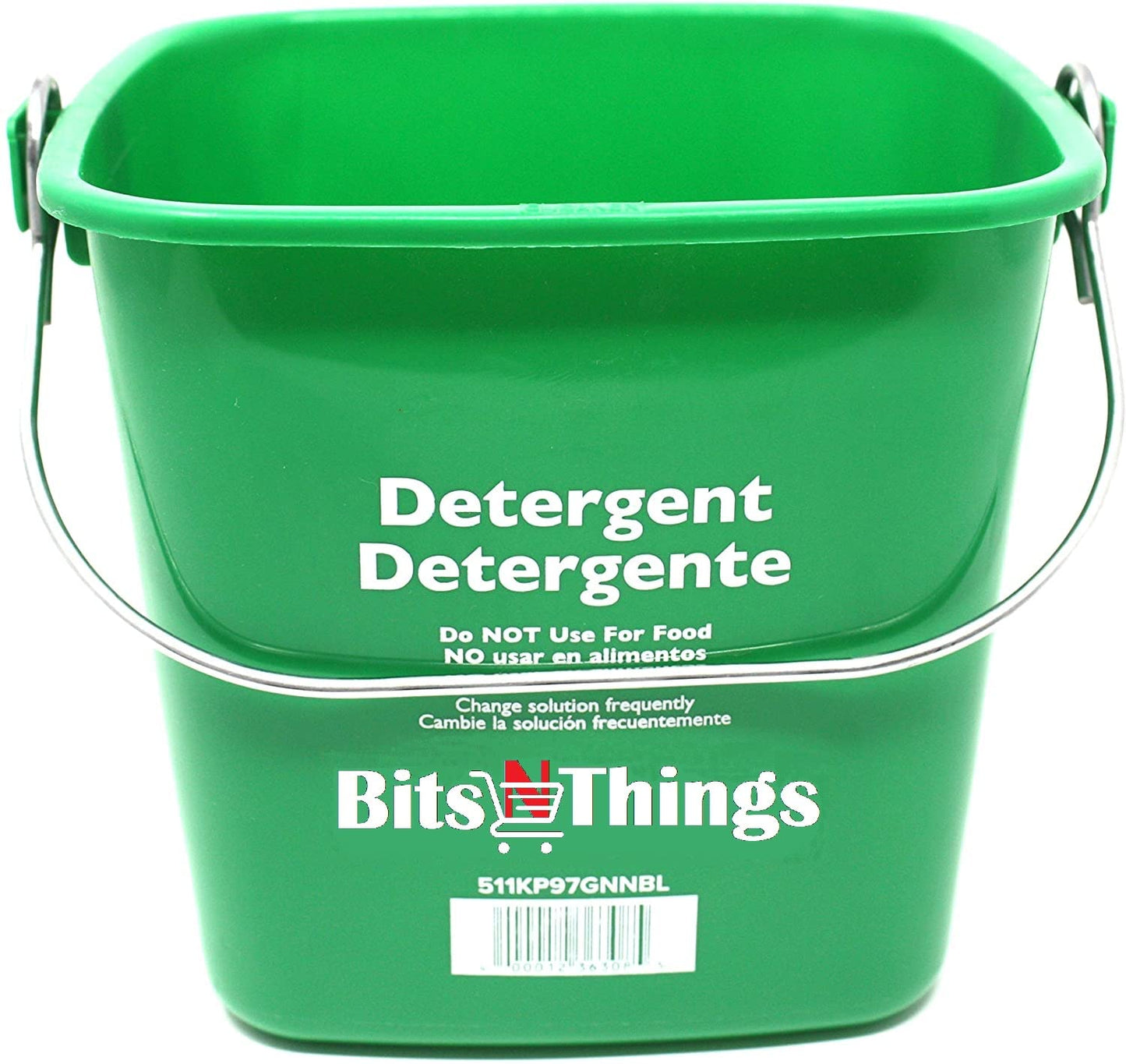 Bits N Things Cleaning Pails - Red Sanitizing (1), Green Detergent (1) 3 Quart,Cleaning Buckets, and QT-10 Quaternary Sanitizer Test Tape 15 feet Roll (1)