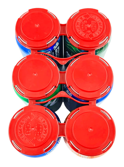 Bits N Things Snap Off Reusable Beer Can Holder/Carrier Pack | 100% Recycled Plastic | 12 oz. or 16 oz. Can | USA Made | Brewery Homebrewing Beverage Canner - Pack of 20 (Red Six Can)