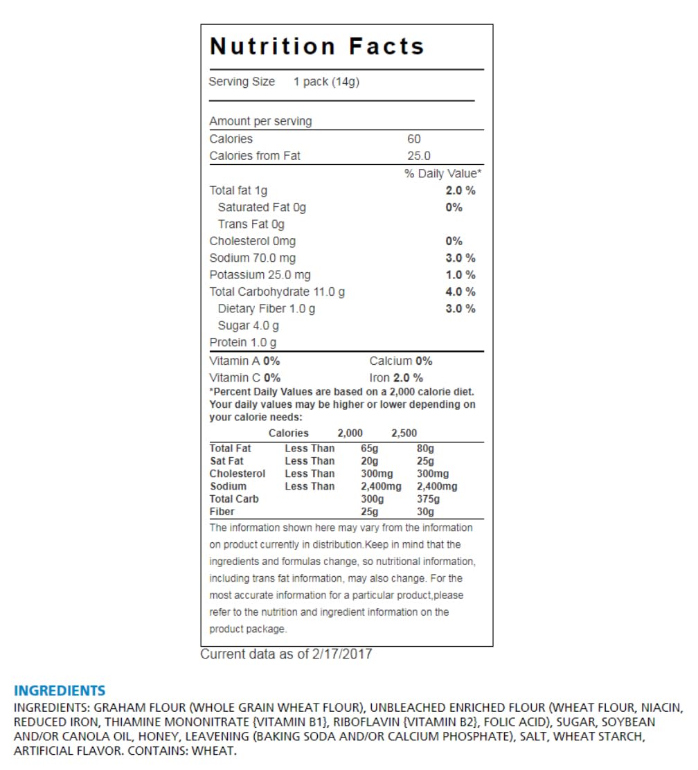 Graham Crackers, Portion Packaged in Twin Packs (40/2packs, 80 crackers total), by Dasher's Spice & Beans