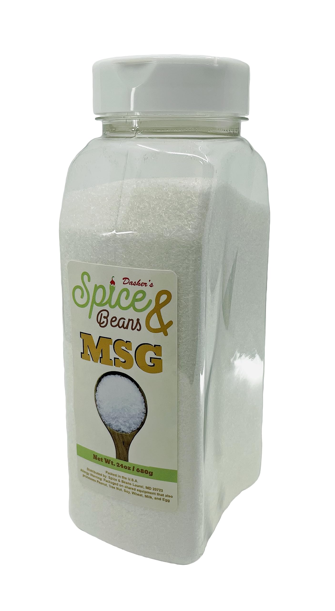 Dasher's Spice & Beans MSG Seasoning – Monosodium Glutamate -MSG Powder | 24oz Easy Shake Jar | Non-GMO