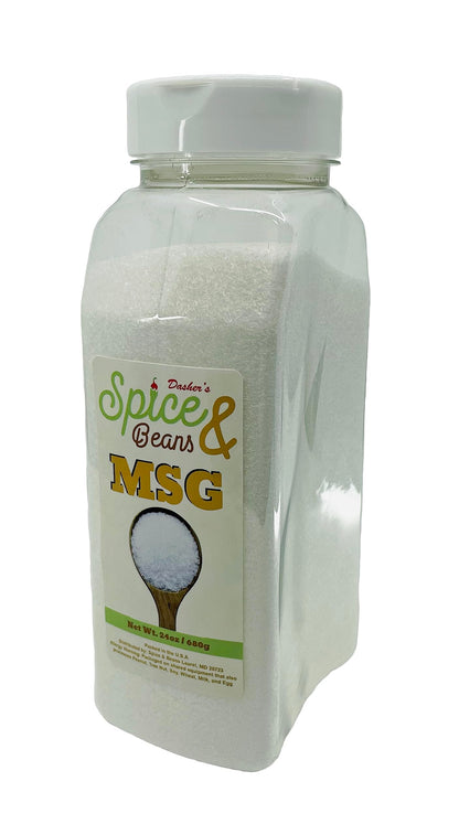 Dasher's Spice & Beans MSG Seasoning – Monosodium Glutamate -MSG Powder | 24oz Easy Shake Jar | Non-GMO