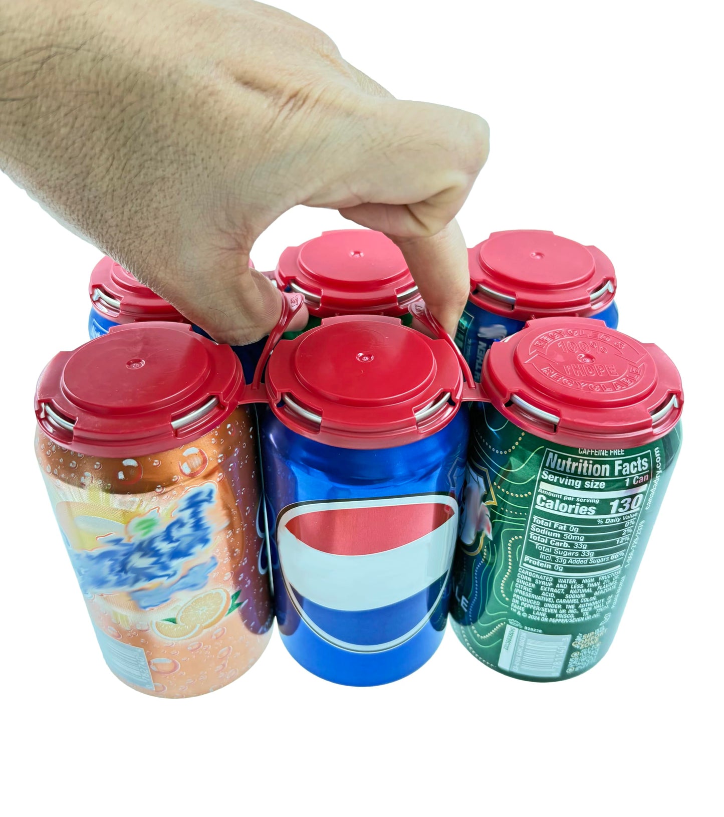 Bits N Things Snap Off Reusable Beer Can Holder/Carrier Pack | 100% Recycled Plastic | 12 oz. or 16 oz. Can | USA Made | Brewery Homebrewing Beverage Canner - Pack of 20 (Red Six Can)