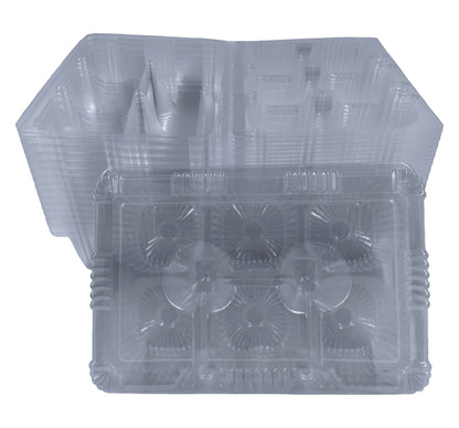 Bits N Things Cupcake/Muffin Container | 6 Compartment | Hinged High Dome | BPA Free | OPS Plastic | 30 Count