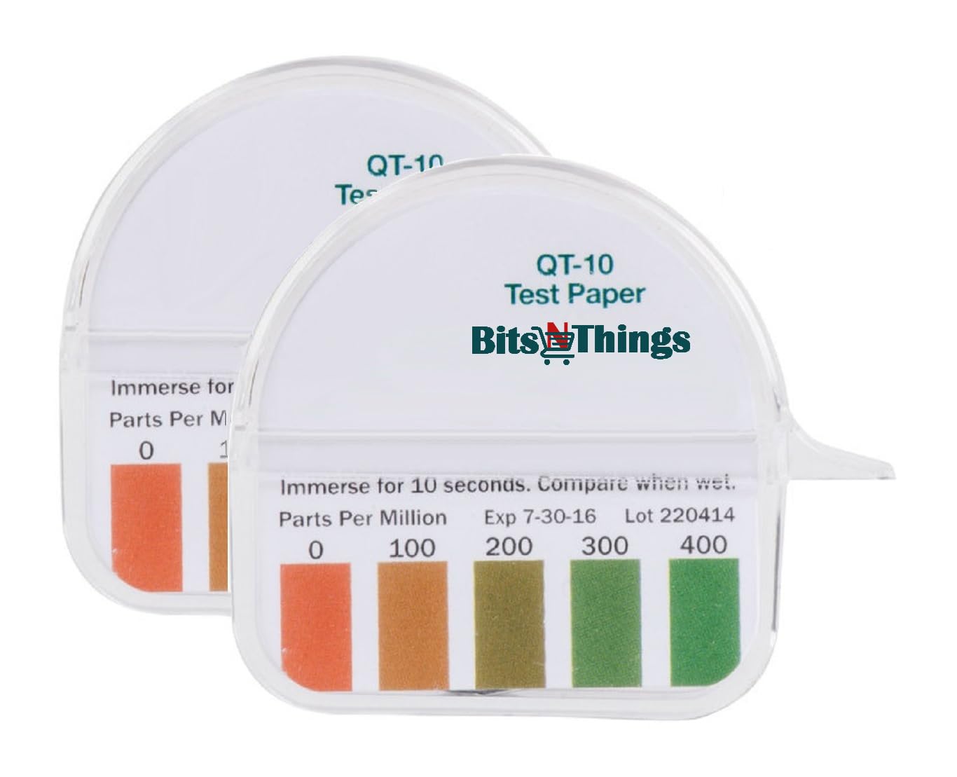 Bits N Things QT-10 Quaternary Quaternary Sanitizer Test Tape 15 feet Roll - 0-400ppm (2 Pack)