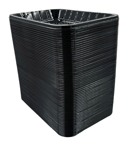 Bits N Things Plastic Tray | 6 x 8-3/8 x 1-1/8 | Display Fresh Meats, Vegetables, or Fruits | 125 Count (Black)