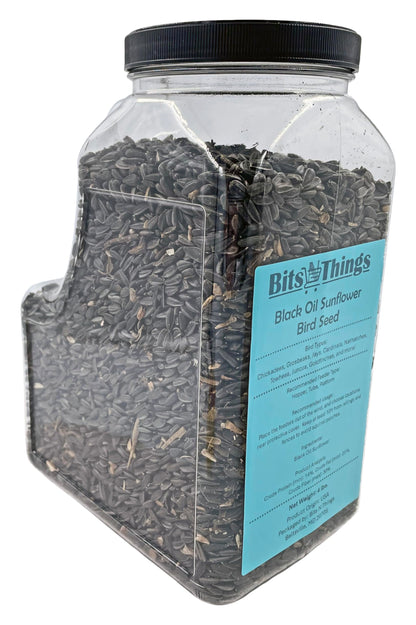 Bits N Things Wild Bird Food | Made in USA & All Season | (4 lbs., Black Oil Sunflower Seed)