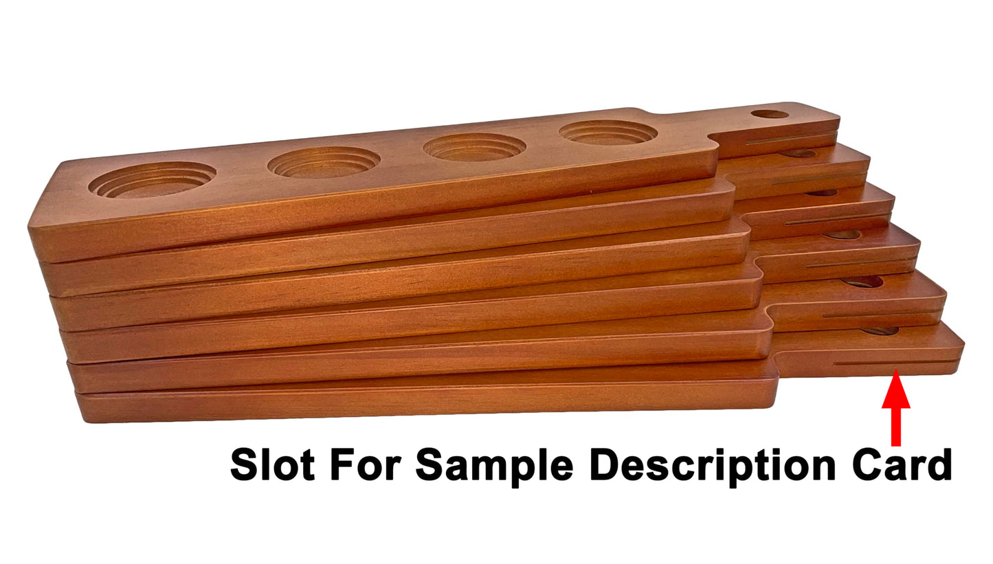 DASHER'S SPICE & BEANS Wood Flight Paddle | 4 Compartment | Wine or Beer Tasting |