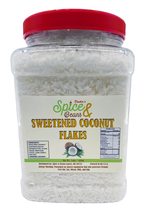 Dasher's Spice & Beans Premium Coconut Flakes | Sweetened | Packed in the USA | (1.5 lb.)