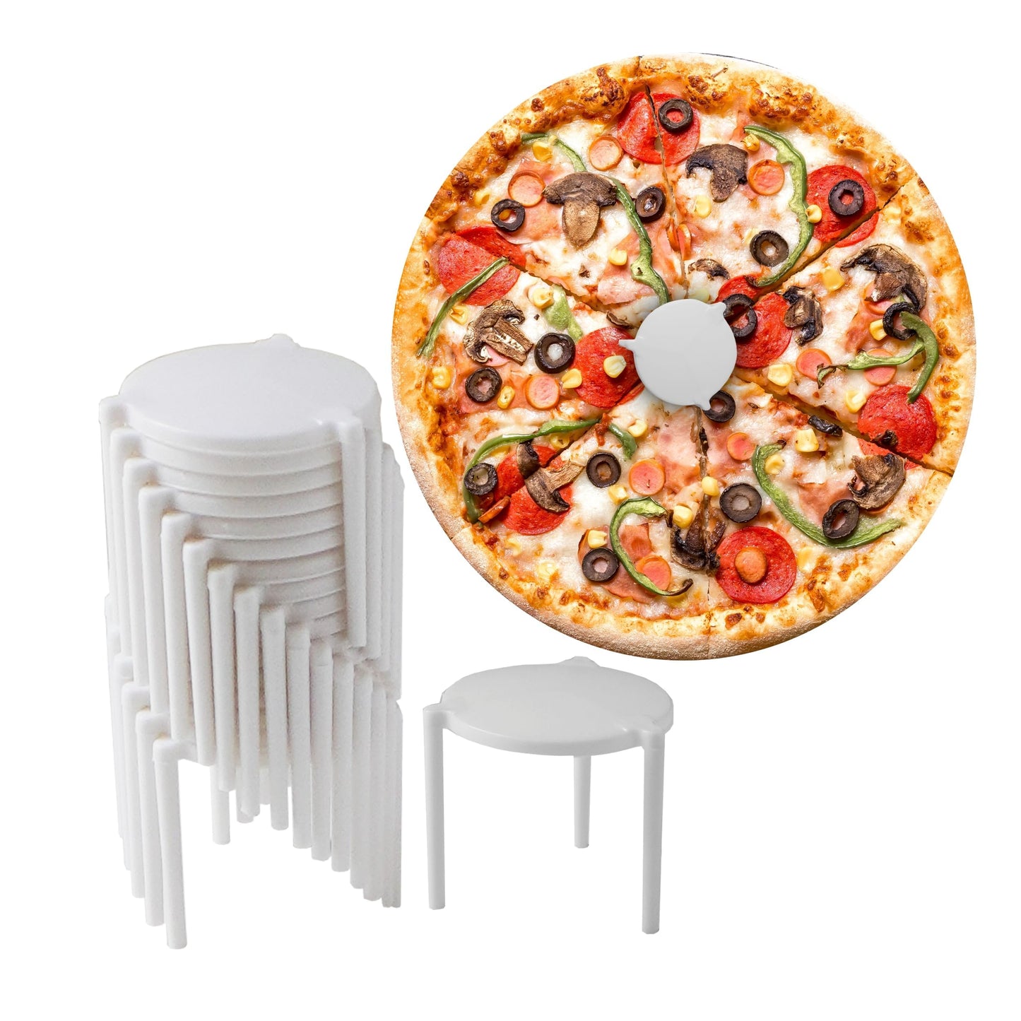 Bits N Things (1000 Pack) Pizza Saver Stand, White Plastic Stack