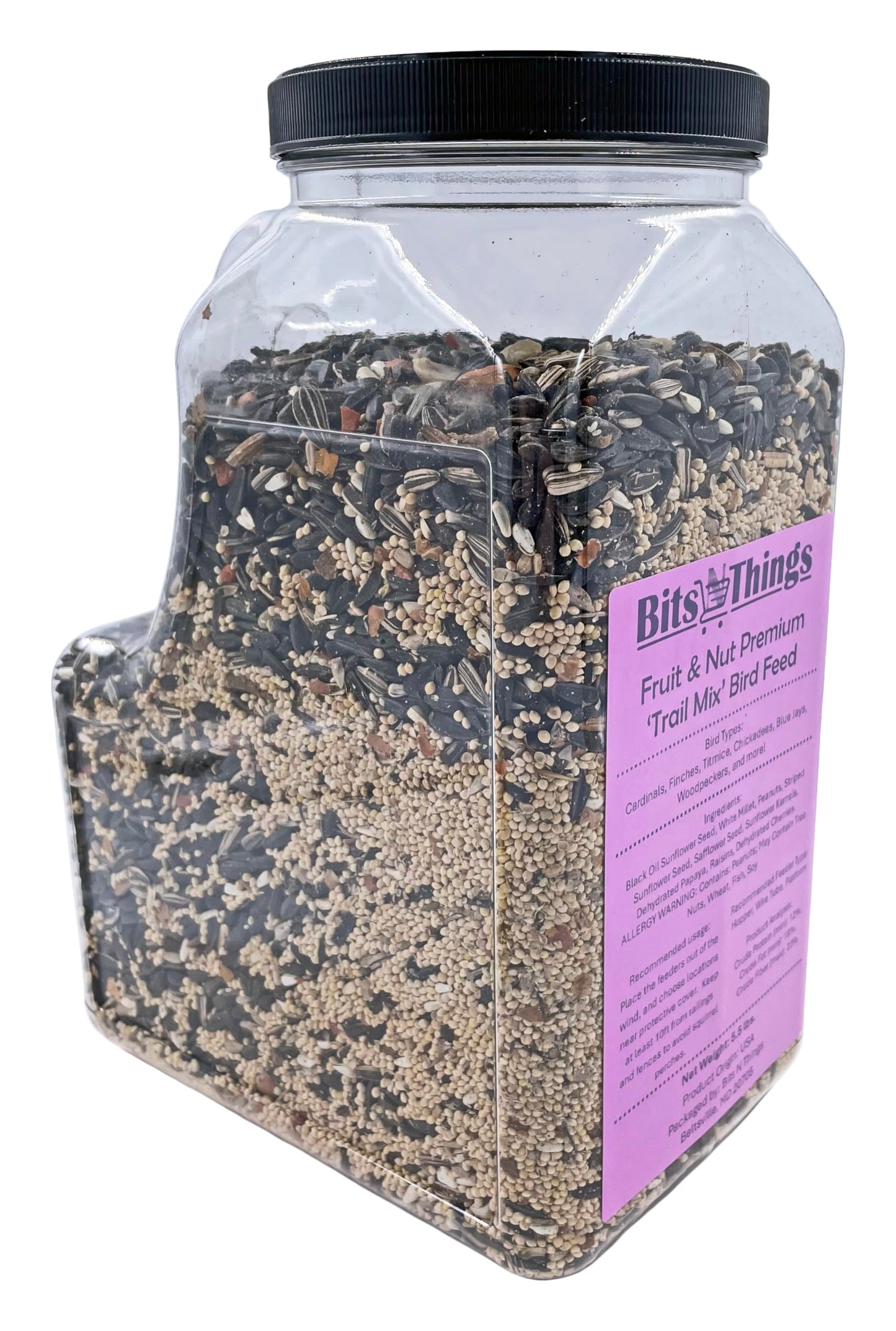 Bits N Things Wild Bird Food | Made in USA & All Season | (5.5 lbs., Fruit and Nut Mix)