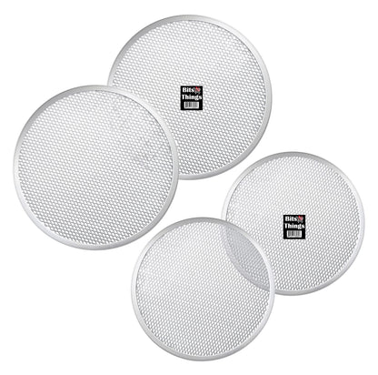 Bits N Things Pizza Screen | Seamless Round Aluminum Mesh | Baking Tray for Home Kitchen Restaurant | (2 Each (4 Total), 10 & 12 Inch)