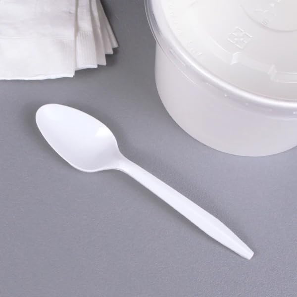 Bits N Things Disposable Teaspoons | White Medium Weight Cutlery | 1000 Count