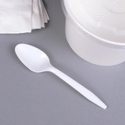 Bits N Things Disposable Teaspoons | White Medium Weight Cutlery | 1000 Count