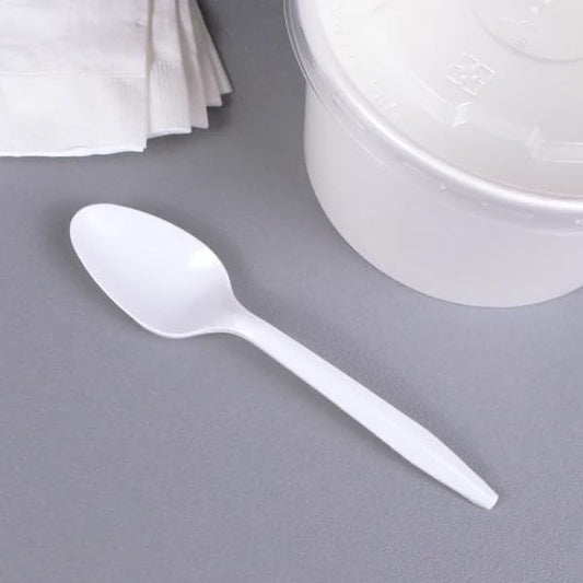 Bits N Things Disposable Teaspoons | White Medium Weight Cutlery | 1000 Count
