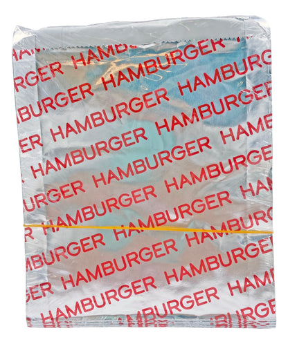 Bits N Things Large Hamburger Bag 6" x 6.5" x 0.75" | Kosher, Insulated, & Grease Resistant Wrapper | 250 Count