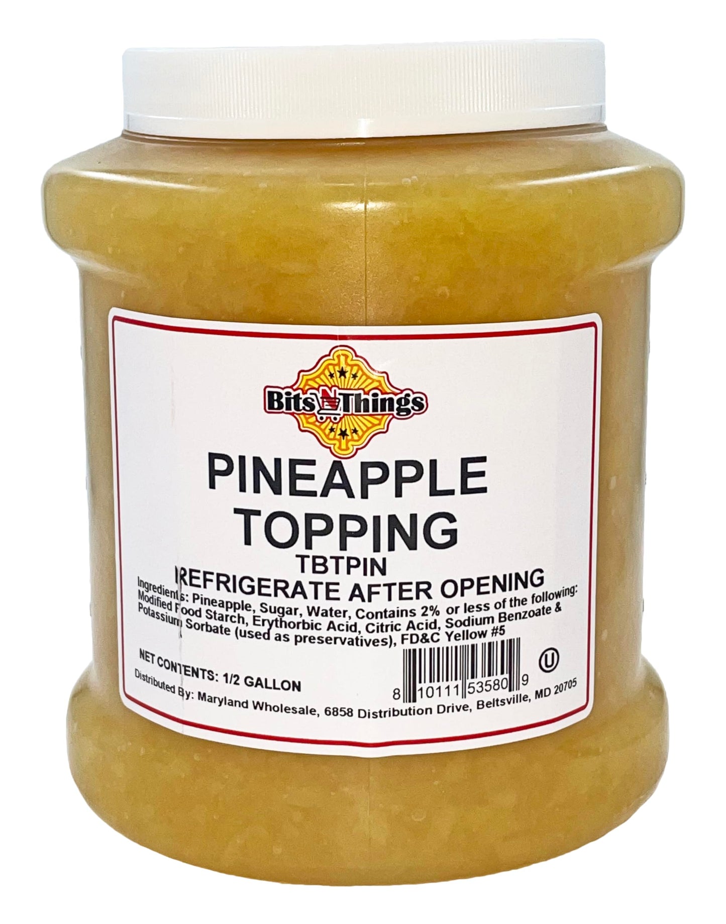 Bits N Things Pineapple Dessert Topping | Ice Cream, Sundaes, Pie | Kosher | 64 oz.