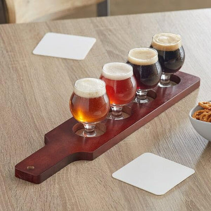DASHER'S SPICE & BEANS Wood Flight Paddle | 4 Compartment | Wine or Beer Tasting |