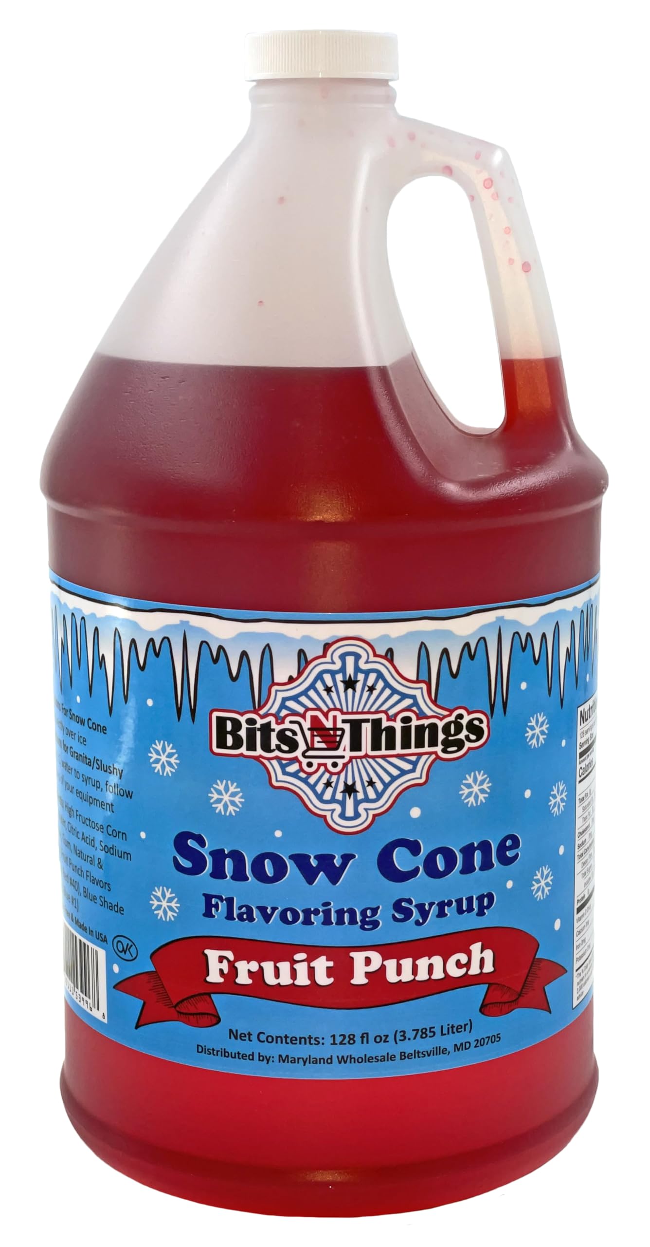 Bits N Things Fruit Punch Snow Cone Syrup | Slushy & Granita | Kosher | Made In America | 1 Gallon