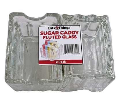 Bits N Things Clear Glass Sugar Packet Holder Caddy | Made in America | Pack of 2