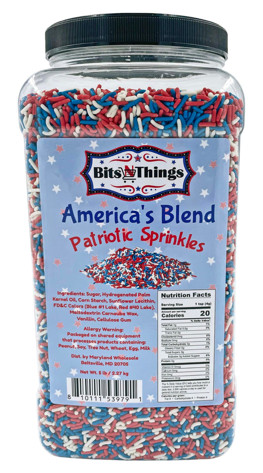 Bits N Things Red, White & Blue Patriotic Sprinkles | America's Blend | Topping & Decoration | 5 lb. Bulk Container