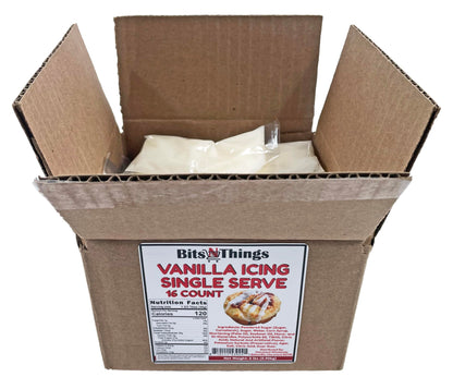 Bits N Things Vanilla Icing 2 oz. Packet | Gluten-Free, Kosher, & Vegan | Made in America | Dessert Topping & Decoration | 16 Count