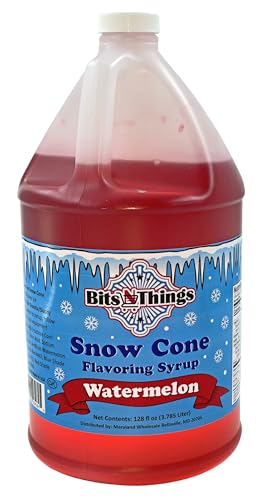 Bits N Things Watermelon Snow Cone Syrup | Slushy & Granita | Kosher | Made In America | 1 Gallon