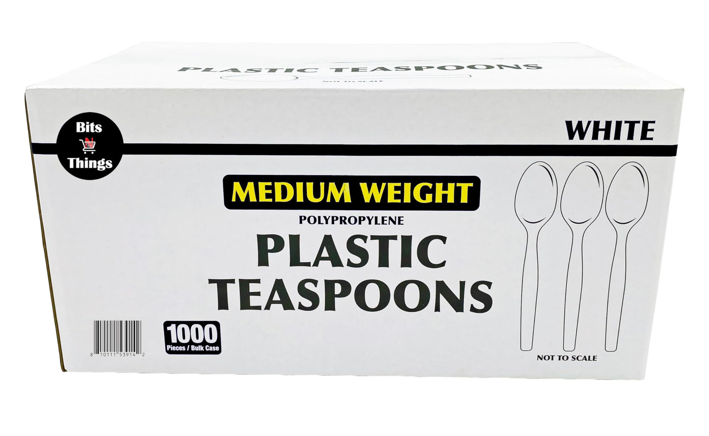 Bits N Things Disposable Teaspoons | White Medium Weight Cutlery | 1000 Count